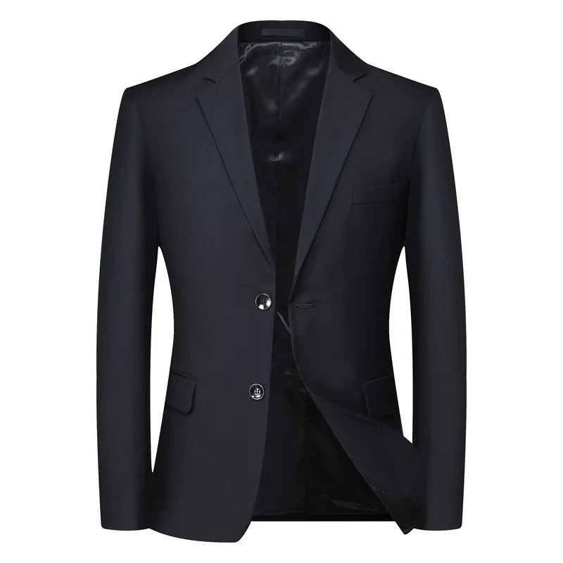 2026 Autumn Winter New Mens Soild Color Suit Jacket Single Breasted Men Business Casual Suit Coat Grey Blue Male Blazer Outwear