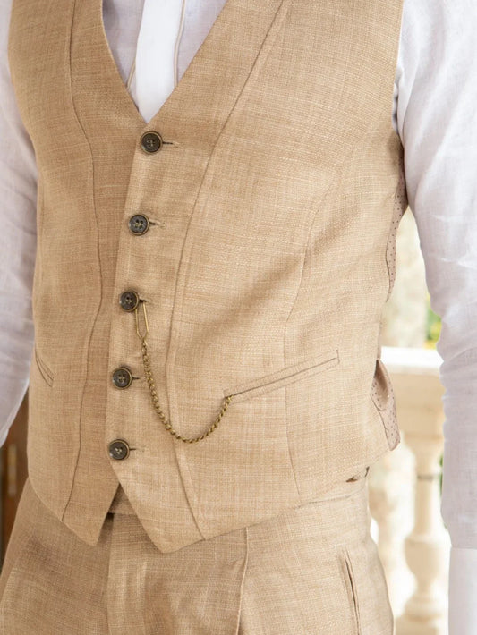 Wedding Linen Suit 3 Pieces For Men S-6XL Men's Handsome Formal Shawl Lapel Tuxedo Birthday Party Wear Elegant Summer Suit Set