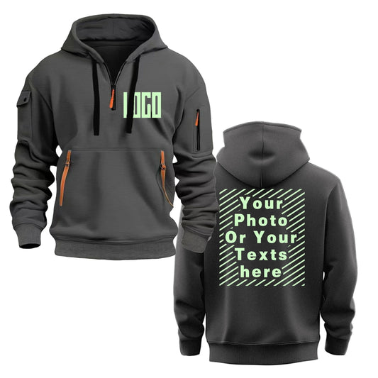 Men's and Women's Custom Printed Hoodies, Loose Casual Sportswear, Zippered Long-sleeved Hoodies with Pockets on the Sleeves