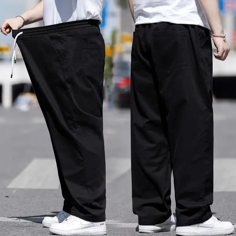 Men's Summer Workwear Pants Plus Size Loose Straight Leg Casual Trousers XL-8XL Big and Tall Large Summer Pants Asian Size
