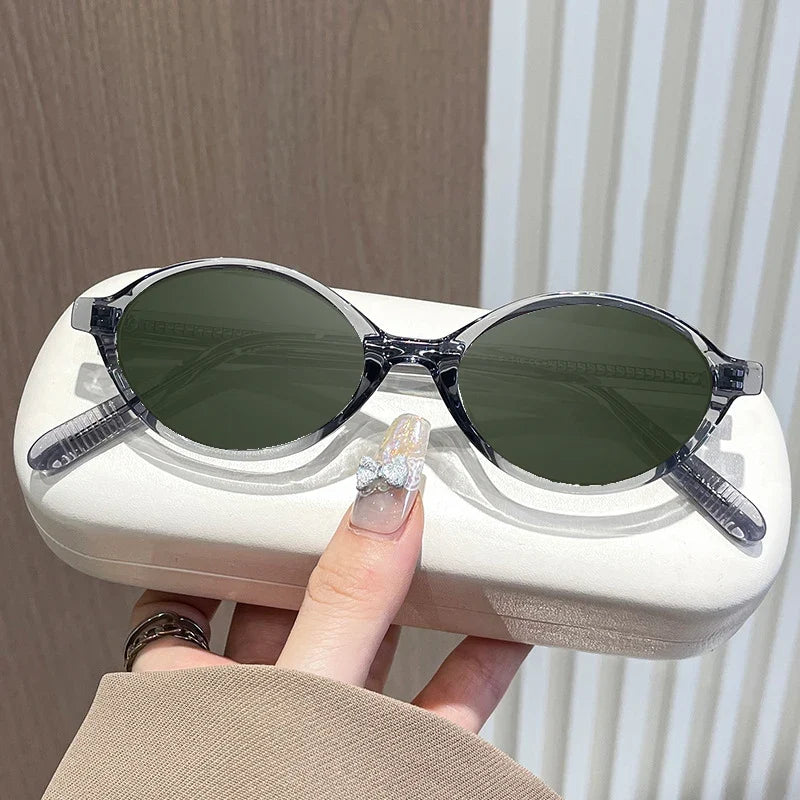 Simple Geometric Oval Small Frame Retro Design Women's Polarized Sunglasses UV Protection Customizable Prescription K9142