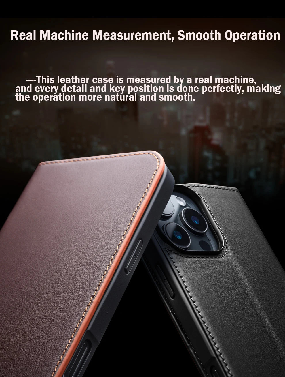 Genuine Leather Flip Case for iPhone 17 Plus Handmade Fashion Cover with Card Slots for iPhone 16 15 14 13 Pro Max 17Air