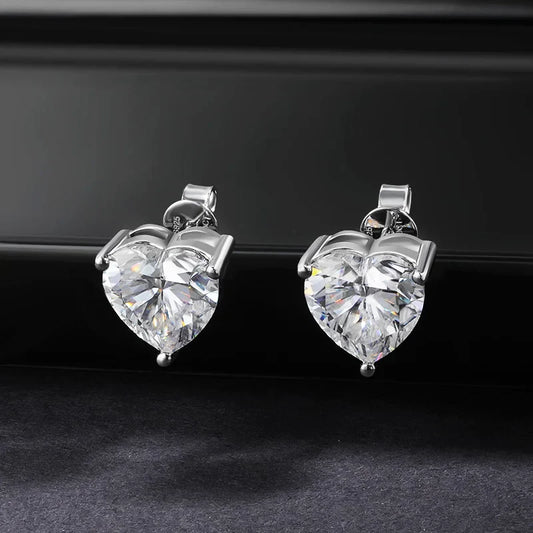 GRA Certified 1-4CT D Color VVS1 Heart Cut Moissanite Earrings For Women 925 Silver Pass Diamond Test Wedding Ear Studs