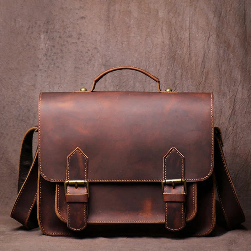 Retro Real Leather Messenger Bags Men and Women Shoulder Bag Natural Cowhide Crossbody Casual Handbag Luxury Cambridge Bags