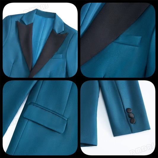 24h Ship Boy's Formal 4-piece Suit Set Including Blazer Vest Pants Bow-tie Smart Kids Tuxedo Suits Dress Wedding Ring Bearer