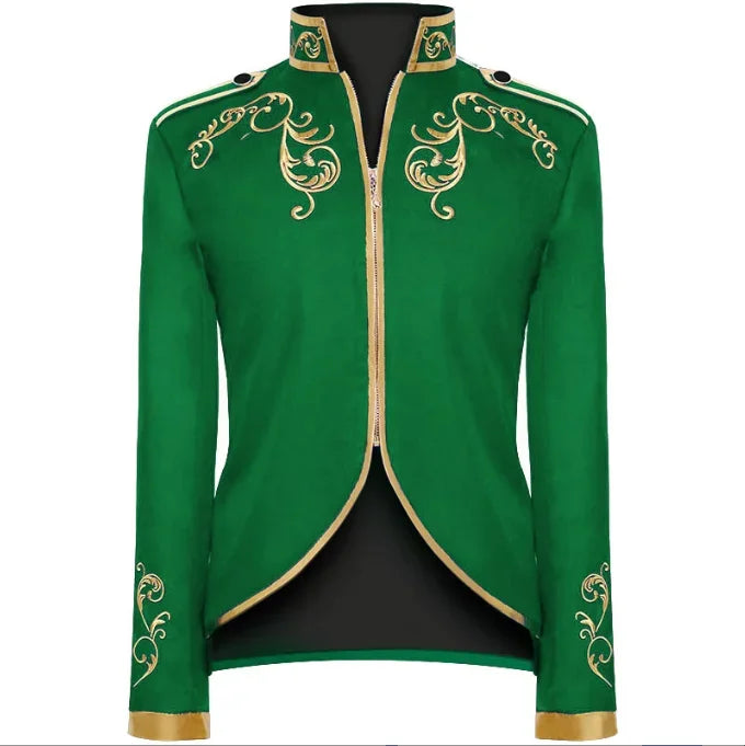 British Style Men Embroidered Flower Suit White / Blue / Red Male Wedding Dance Party Coat Singer Stage Performance Dress Blazer