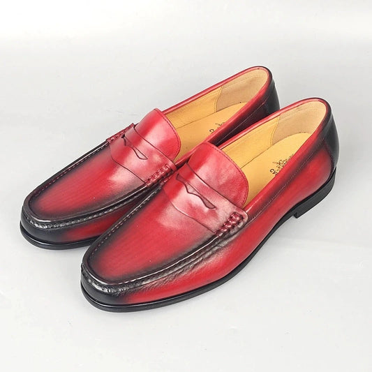 Classic Men Penny Loafers Genuine Leather Slip On Casual Formal Dress Shoes Mens Wedding Party Office Moccasins Shoes