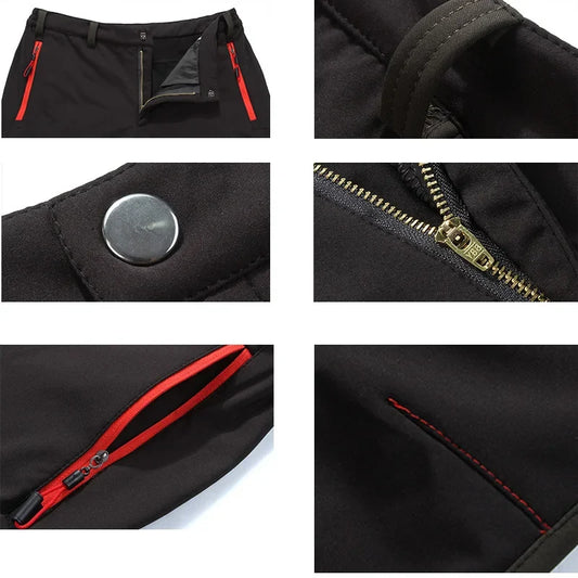 Men Trekking Pants Hiking Snow Autumn Winter Outdoor Soft Shell Thick Cloth Windproof Colorful Warm Camping Trousers