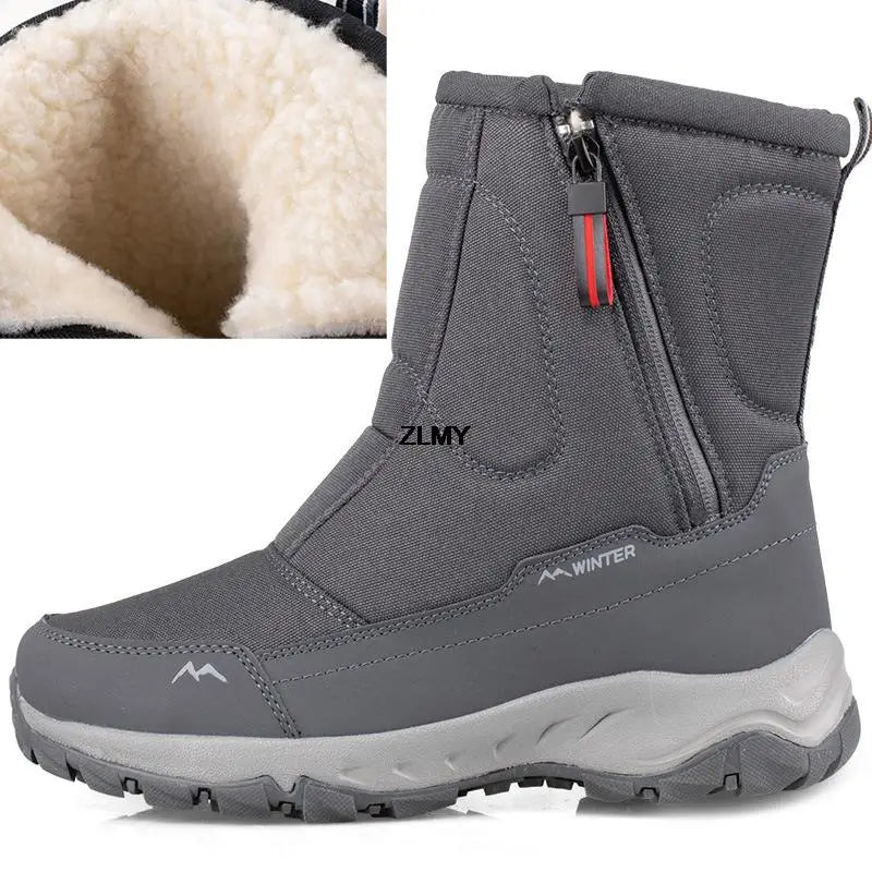 Waterproof Men Women Snow Boots High Top Ankle Winter Boots Platform Warm Plush Man Cutton Shoes Outdoor Non-slip Snowboots Male
