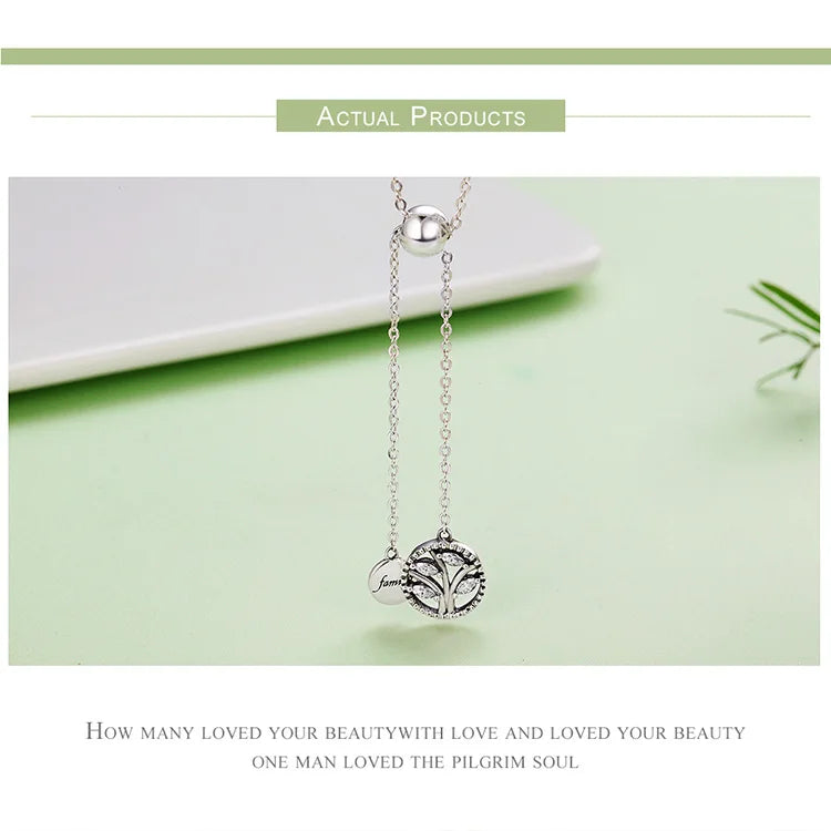 Genuine 925 Sterling Silver Tree of Life & House Letter Link Chain Necklaces & Pendants Authentic Silver Jewelry SCN106