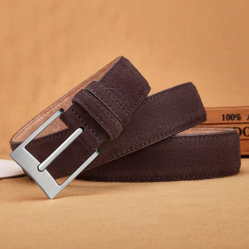 Sude Belt Cow Genuine Leather For Man And Lady With Oxford Fabric Strap Genuine Leather Luxury Pin Buckle Blue Belts
