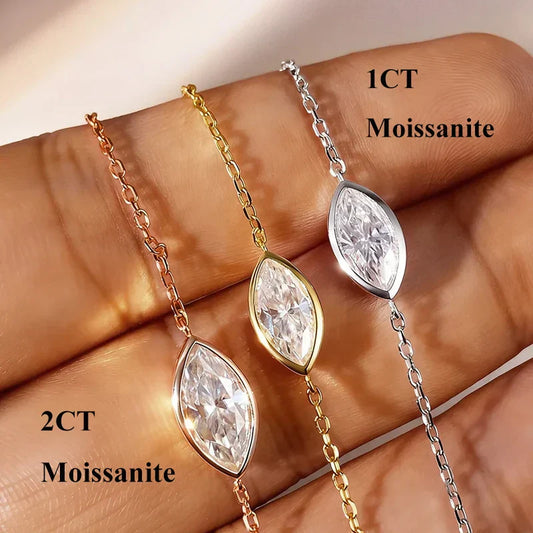Bracelet de main en argent s925 avec chaîne de doigt en moissanite ronde poire délicate, taille de poignet réglable de 14 à 20 cm, pour femmes
