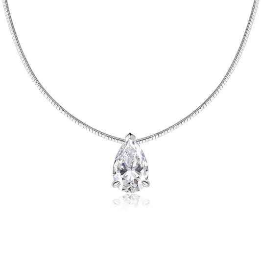 Pear Cut 3-5CT 100% Real Moissanite Necklace for Women Luxury Jewelry 1.5mm Chain Pendant 925 Sterling Silver Plated 18K