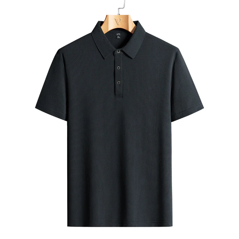 M-9XL Summer Polo Shirt Men New Breathable Mesh Ice Silk Quick-drying Short-sleeved T-shirt Elastic Sports Tops Men Clothing