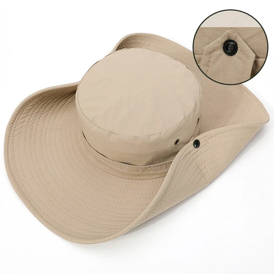 2025 New Fashion Summer Bucket Hat Cowboy Men Outdoor Fishing Hiking Beach Hats Mesh Breathable Anti UV Sun Cap Large Wide Brim