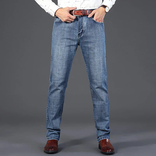 Models Spring Autumn Business Jeans Men Casual Straight Stretch Fashion Classic Work Denim Trousers Brand Clothing