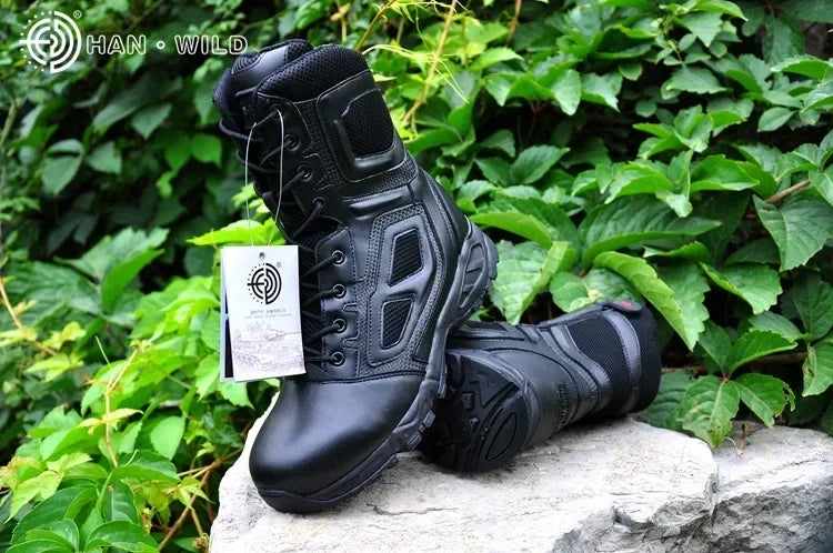 Mens Boot Genuine Leather Vintage Lace Up Waterproof Safety Shoes Black Desert Combat Tactical Ankle Boots Men