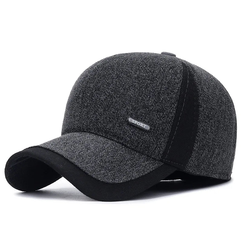 Auturnn Thick Warm Men Winter Baseball Cap With Ear Flaps, Ideal choice for Gifts