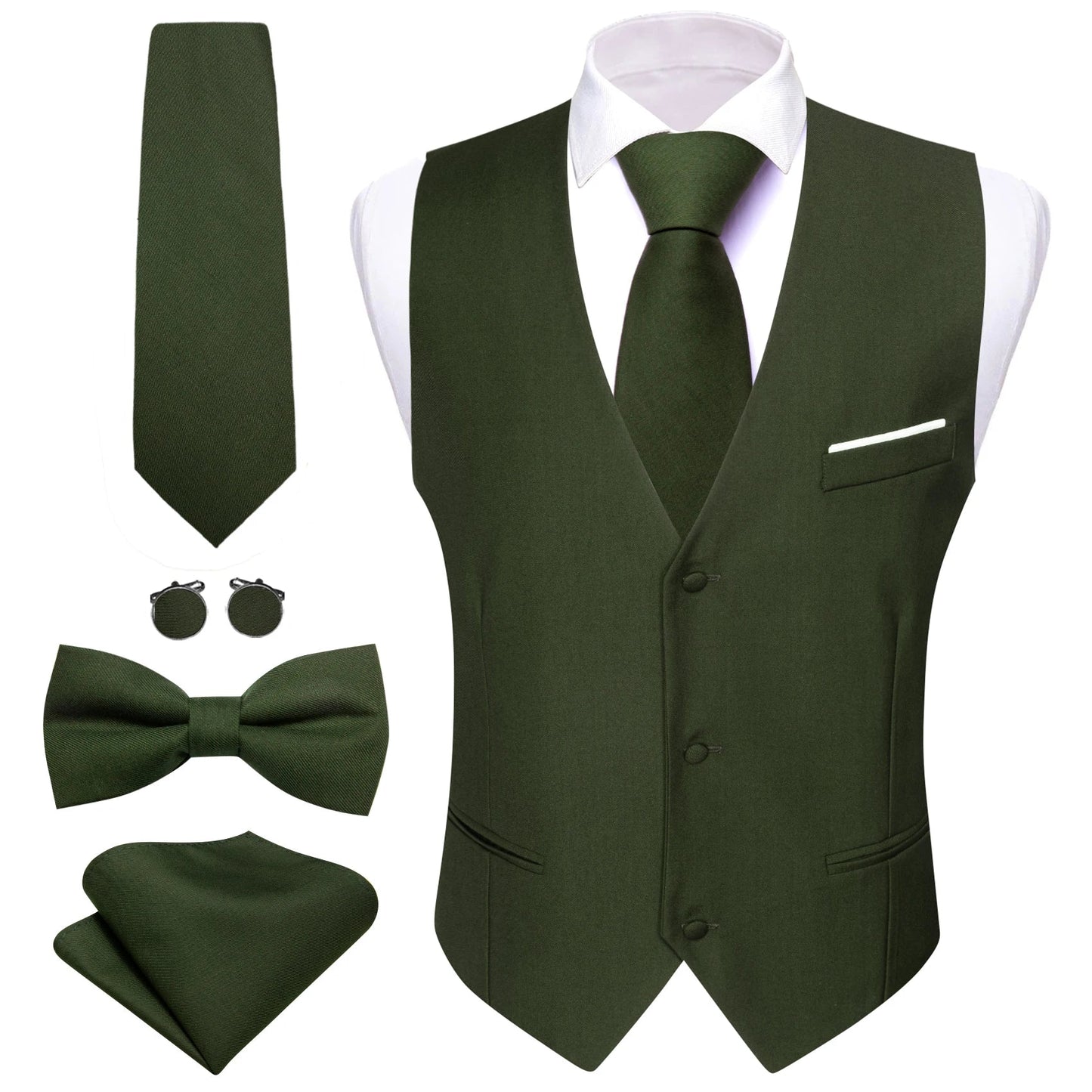 Men's 5-Piece Suit Set Vest/ tie/ bow tie/pocket handkerchief/cufflinks Complete set of formal and wedding accessories Business