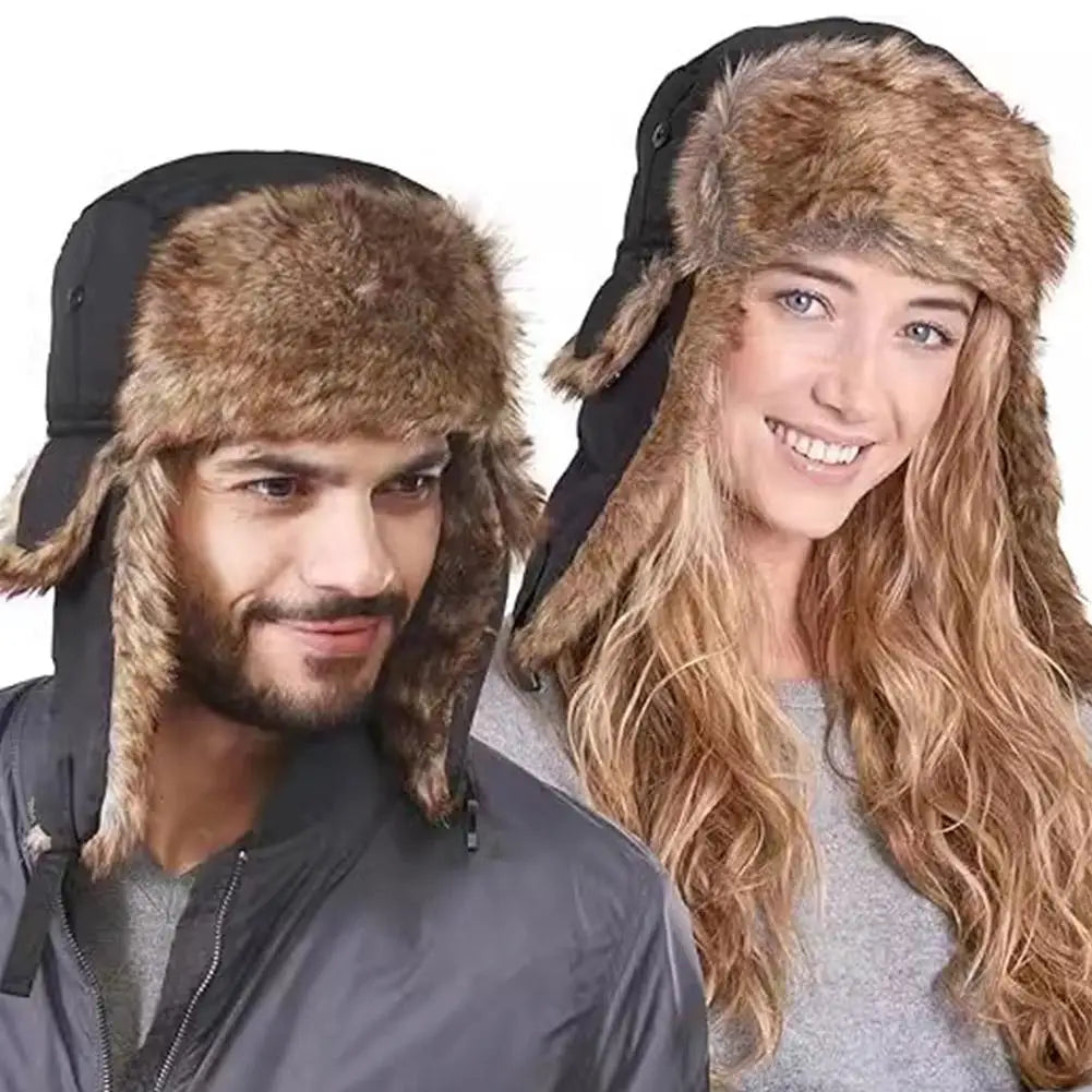 Men Women Russian Hat Trapper Bomber Hats Winter Thermal Male Caps Hat Faux Earflap Ski Lei Feng Snow Caps Outdoor Ushanka Y1D0