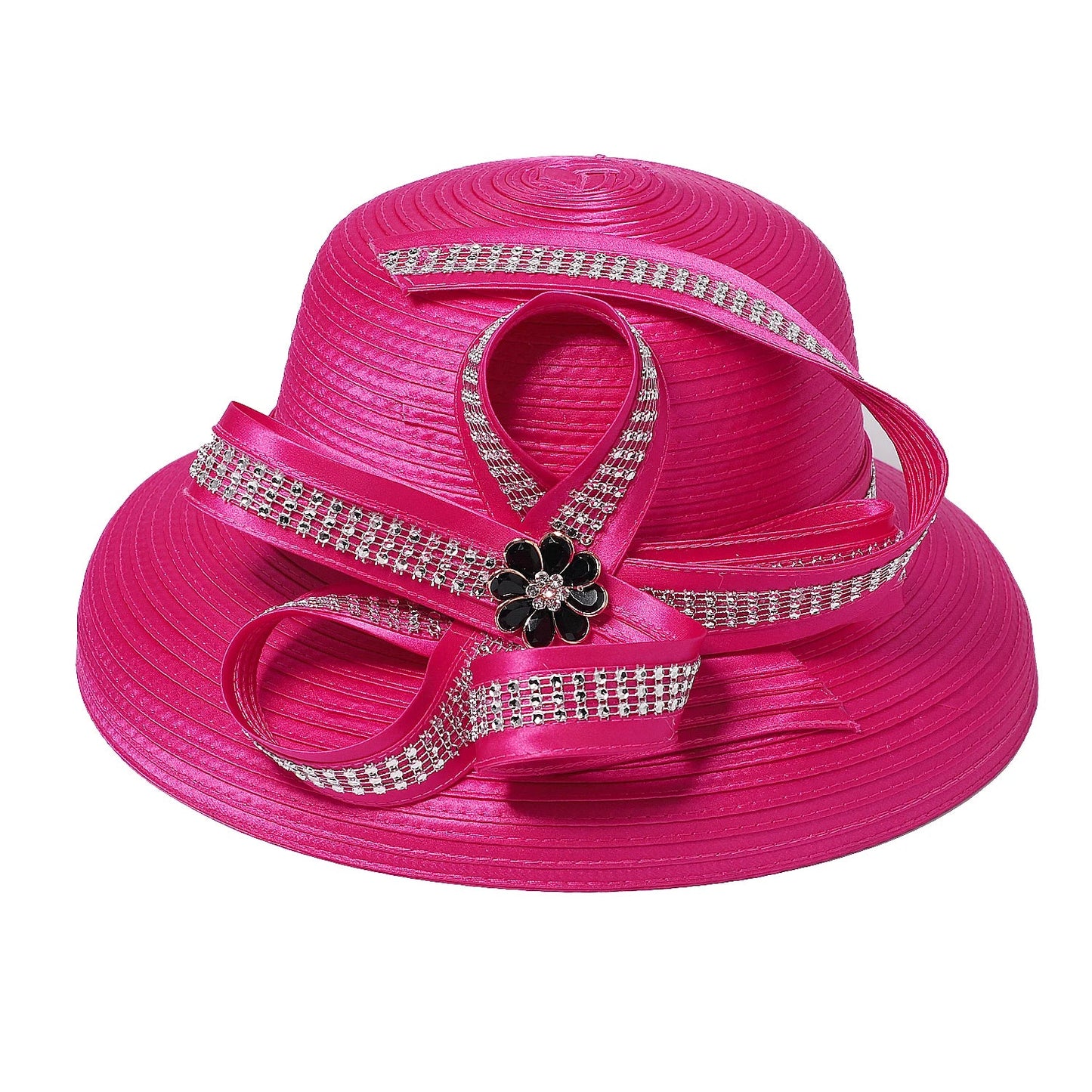 Elegant Cloth Top Hats For Women Cocktail Tea Party Dress Derby Cap Ladies Flower Wide Brim Church Fedora Black Cloche Hats