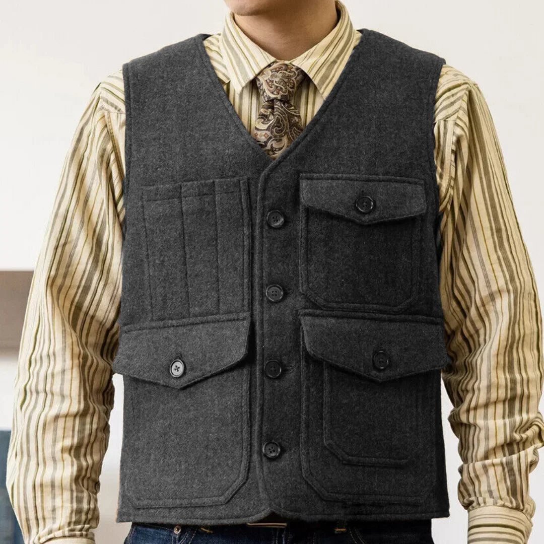 Men Vest Coffee Herringbone Single Button With Pocket Waistcoat For Wedding Banquet Business Work Office Daily Casual Men Vest