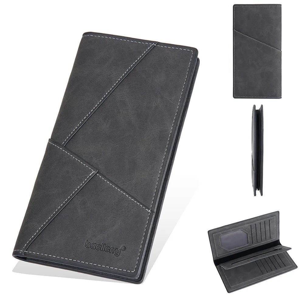 Men's Custom Engraved Long Wallet PU Leather RFID Blocking 10+ Card Slots Zipper Gift