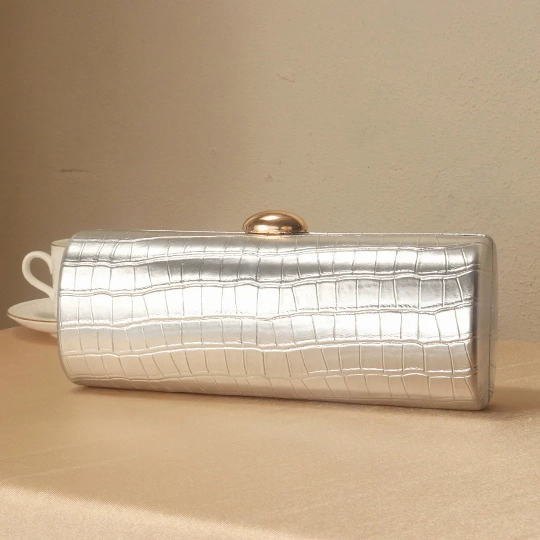 Chic Pu Leather Box Bag Female Glossy Golden Elegant Clutch Ladies Wedding/birthday Party Evening Purse Hard Purse and Handbag