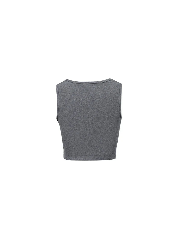 Women's Ribbed Sleeveless Top 2026 Summer U-Round Neck Short Tank Slim Fit Cropped Cotton Casual Vest For Women 12621099