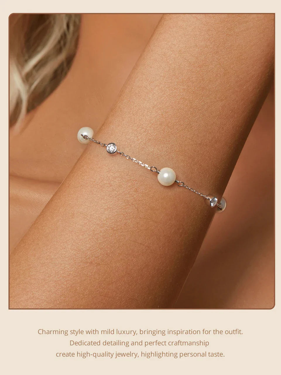 925 Sterling Silver Tiny Moissanite Bracelet, Dainty Shell Pearl Adjustable Chain Layered Bracelets Bridesmaid Jewelry