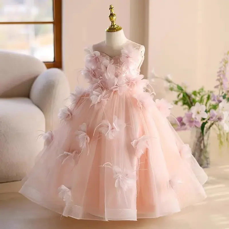 Girls Dress Summer Fashion Girls Princess Wedding Dresses Vestido Piano Performance Costume Teenager New Kids Clothes 1-14 Years