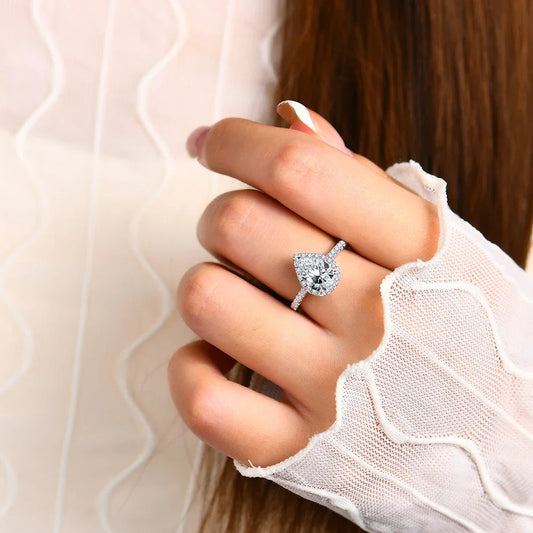 Bague ATTAGEMS en moissanite de luxe, taille poire, 2,0 carats, couleur D, VVS1, en argent sterling 925 véritable pour femme, cadeau de fiançailles ou de mariage