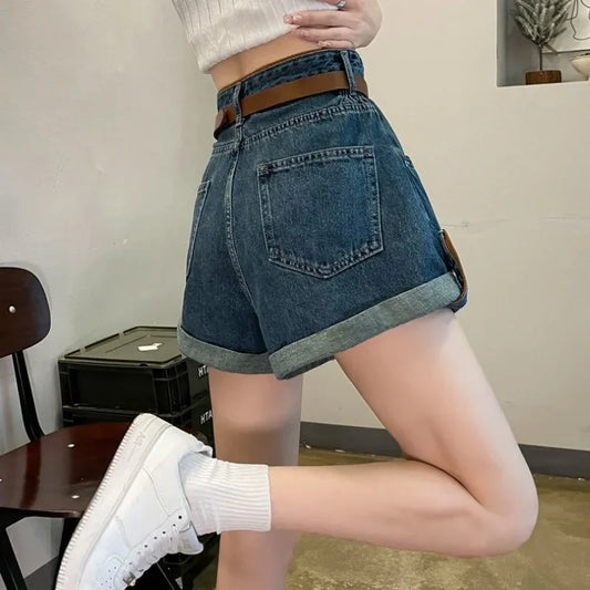 Wide Baggy Women's Denim Shorts Loose With Waist Pocket Female Short Jeans Pants Casual Harajuku Fashion Korean Style Kpop Hot