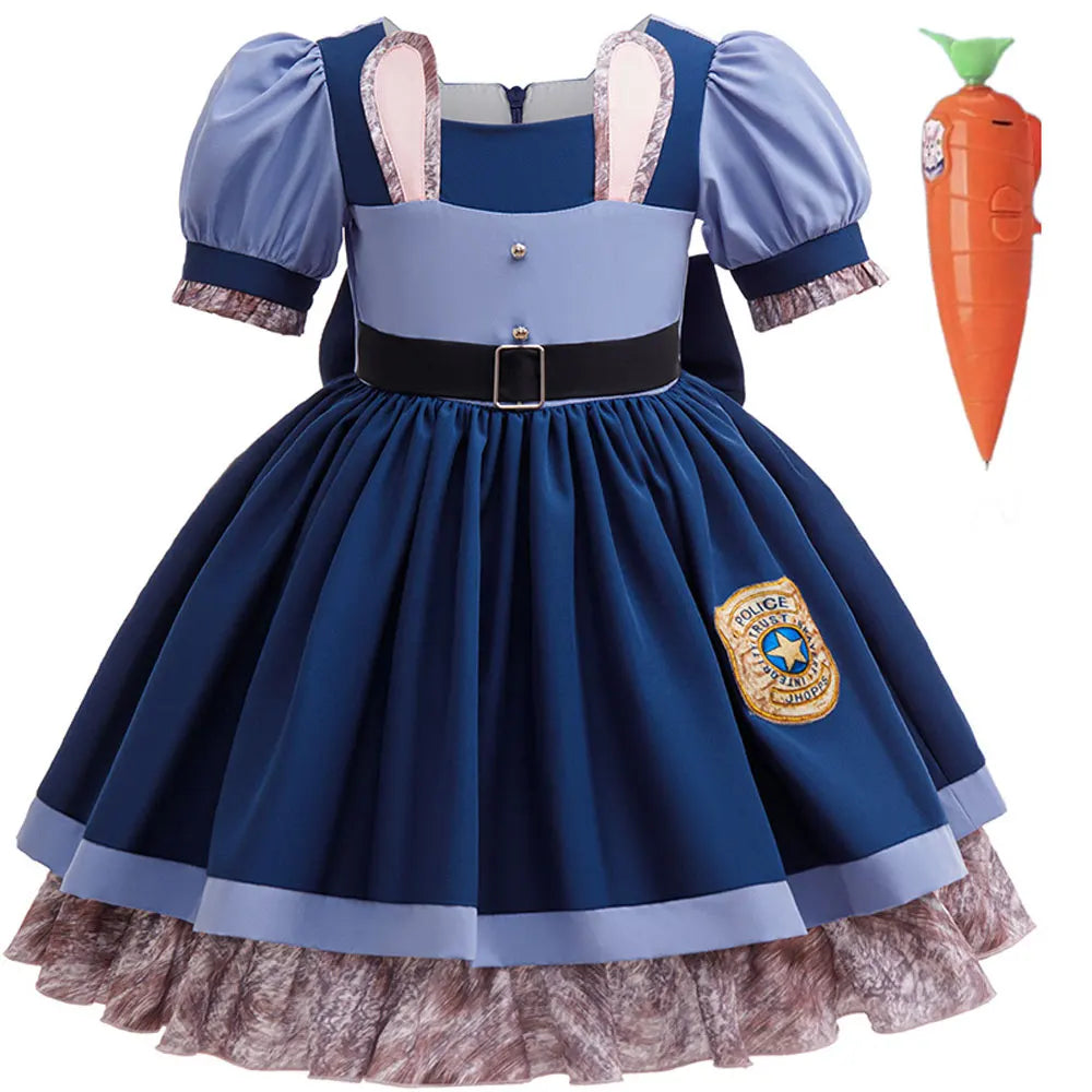 2026 New Movie Zootopia 2 Brave Bunny Adventure Carnival Baby Girl Role Play Judy Hopps Rabbit Officer Uniform Dress Suit