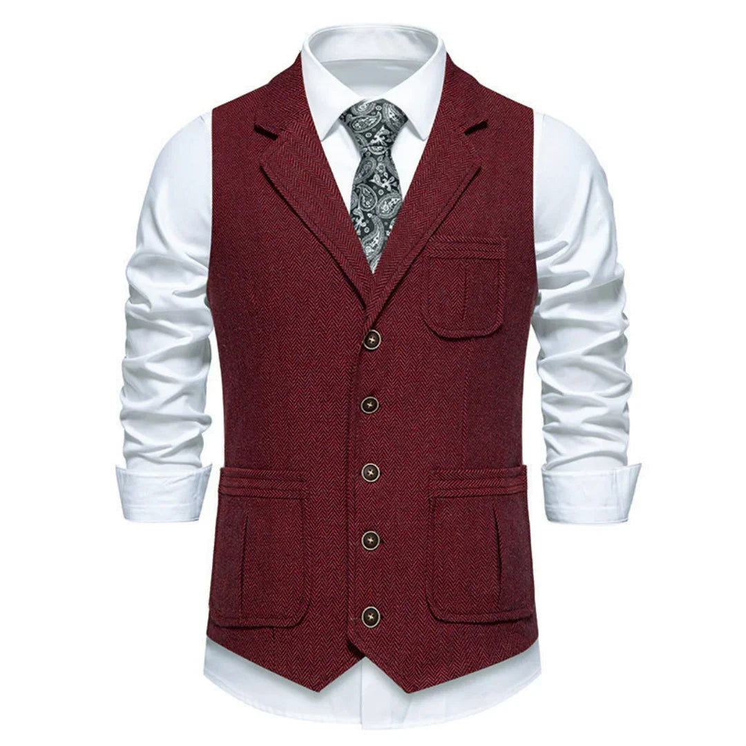 Men Vest Drak Gray Herringbone Single Button Waistcoat For Wedding Birthday Banquet Party Business Work Daily Men Suit Vest