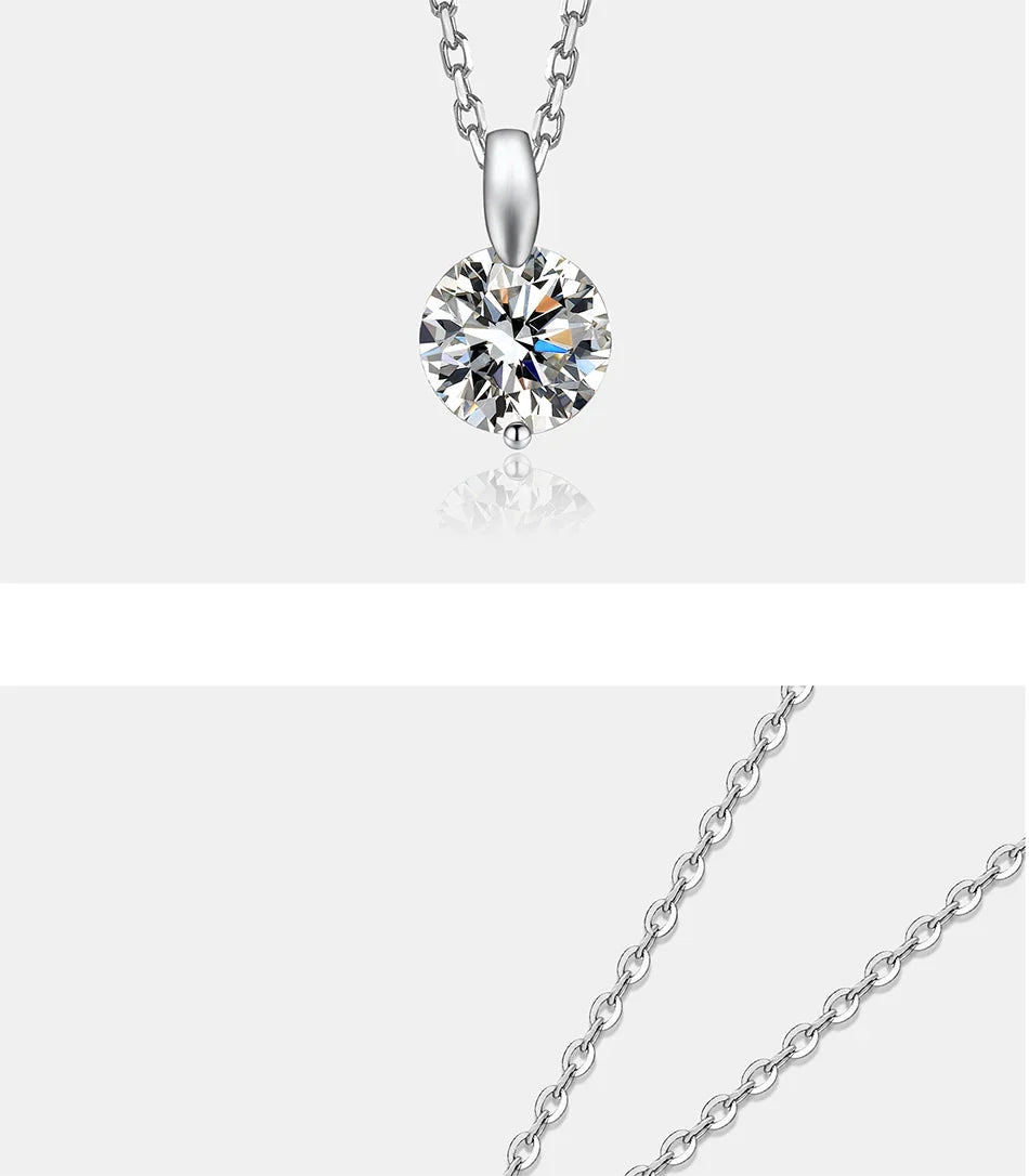 1-3CT Moissanite Necklace for Women S925 Pure Silver Laboratory Diamond Pendant Classic Fashion Jewelry Party Gift