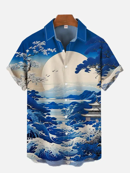 Men's Shirt Dragon Print Casual Daily Tops 3D Printing Short Sleeve Shirt Summer Fashion Unisex Hawaiian Samurai Cat Shirts