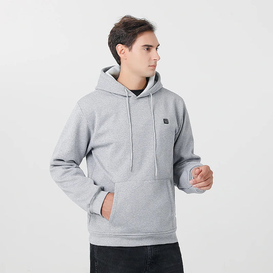 New Intelligent USB Heating Hoodie for Men Women Winter 7 Areas Coral Fleece Hooded Heated Clothes Outdoor Thermal Sportswear
