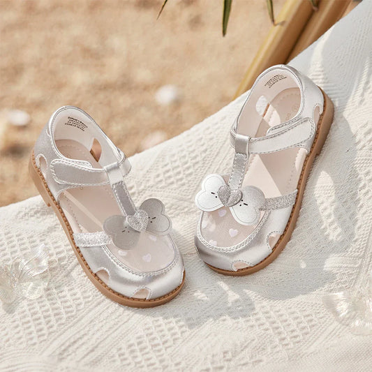 Girls Silvery Sandals Summer Children Shoes Mesh Fashion Princess Cool Breathable Sweet Party Casual Sandal DB2261255