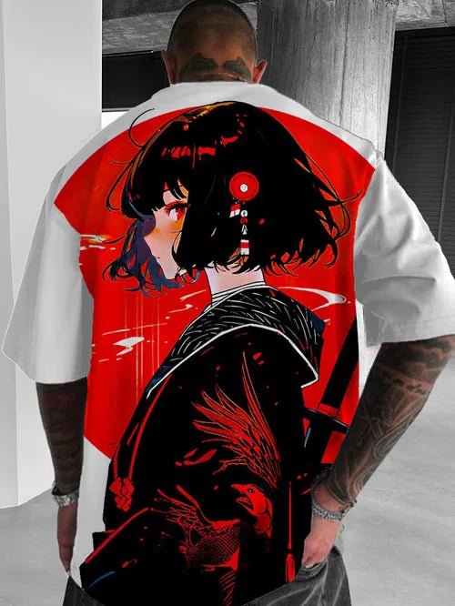 Men's and Women's Summer Fashion 3D Print Japanese Anime Printing T-shirt Casual Polyester Round Neck Casual Short Sleeve Tees