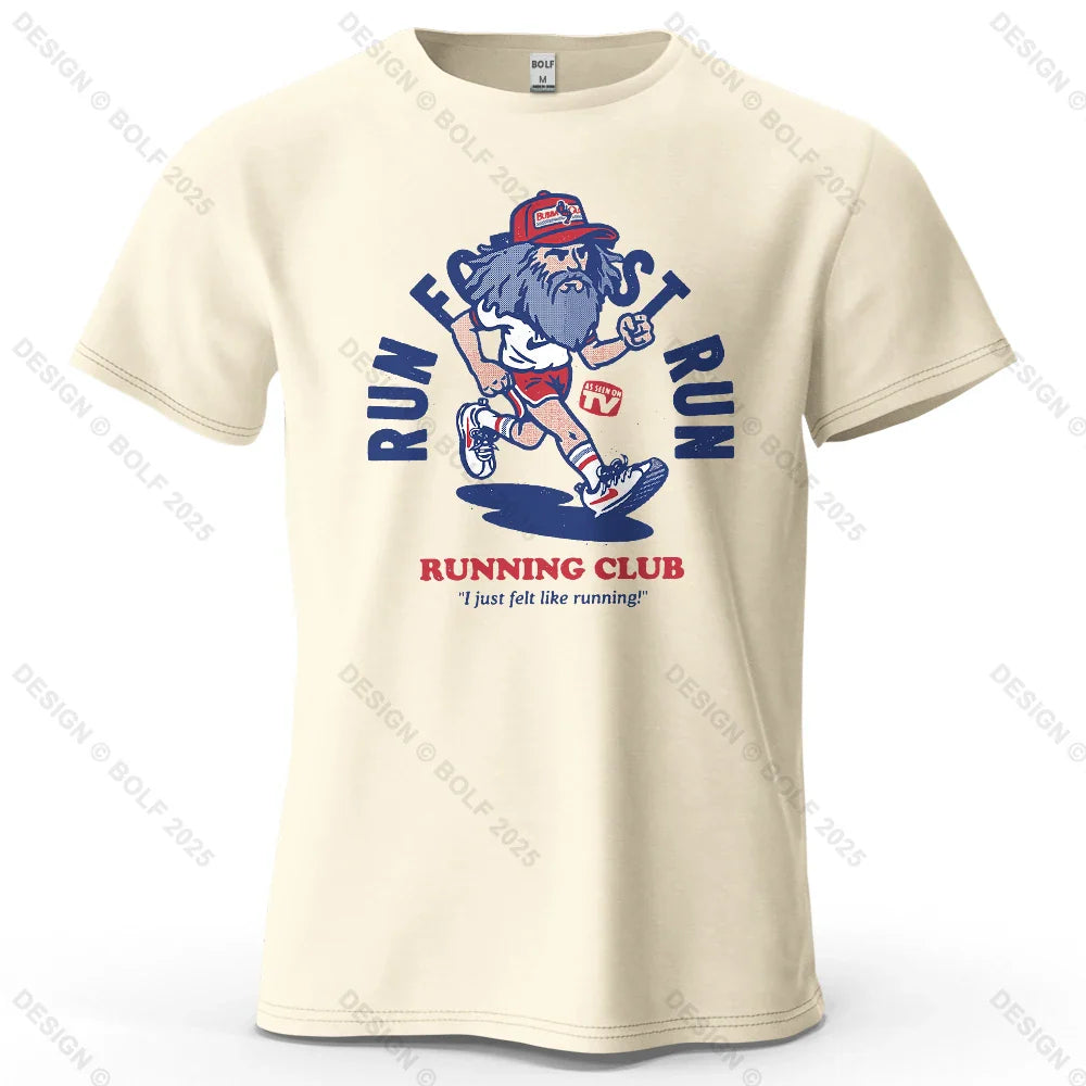 Running Club Printed Men's T-Shirt 100% Cotton Oversized Fitness Motivation Graphic Tees for Women Tops Tees Streetwear