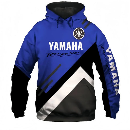 New popular Yamaha motorcycle 3D printed hoodie, fashionable men's outdoor riding extreme sports racing top