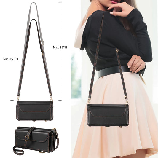 Multi-Card Slot Wallet-Style Phone Case (Long Strap + Short Strap) for iPhone 17/16/15/14/13/12/11 Pro Max Protective Set with Coin Pocket, Crossbody Strap, Anti-Drop Faux Leather Case