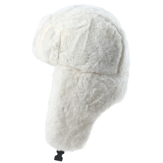 Winter Women Soviet Badge Bomber Hat Warm Faux Rabbit Fur Pilot Ushanka Windproof Thermal Earflap Hats For Men Ski Caps