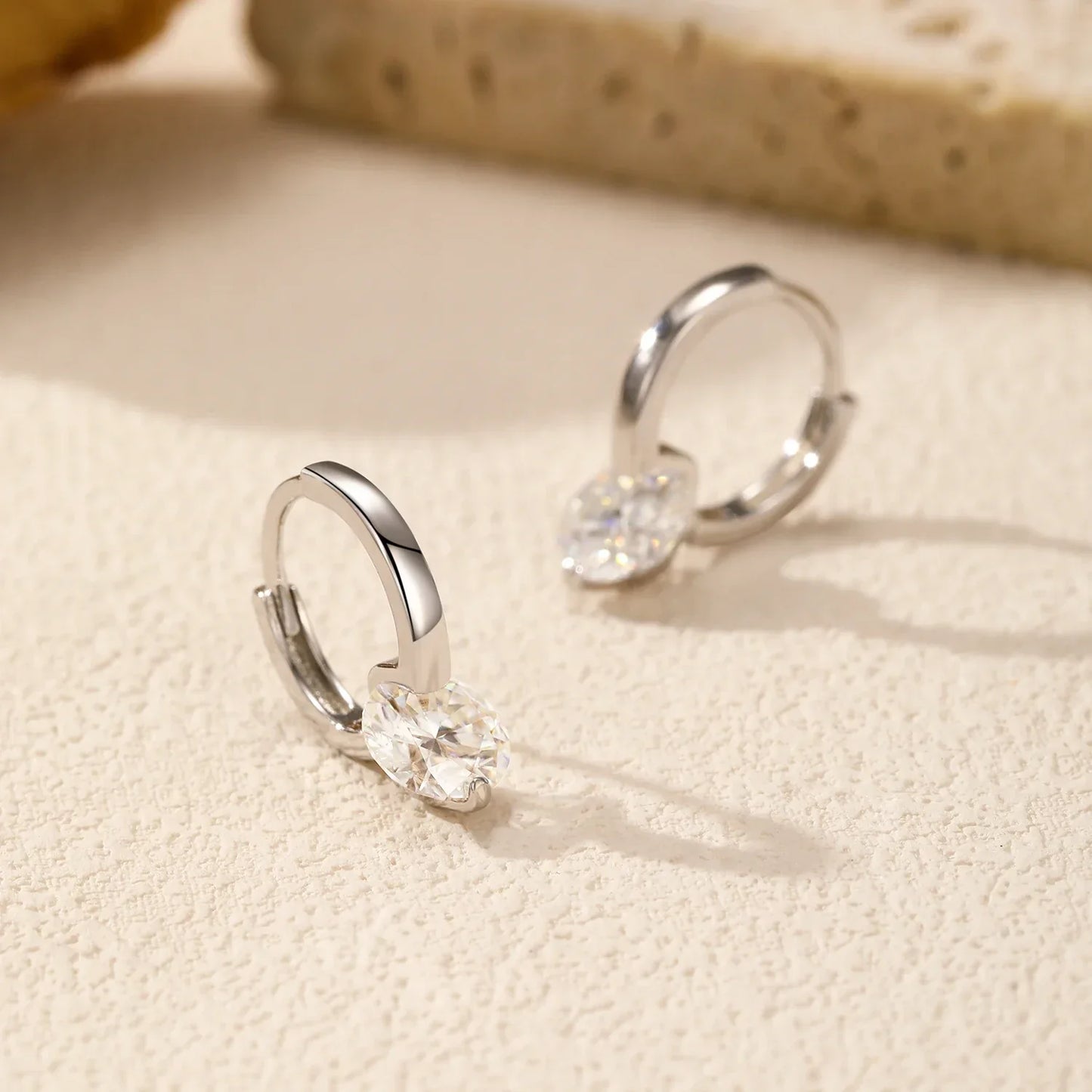 1.0CT D Color Moissanite Hoop Earrings 925 Sterling Silver Luxury Buckle Earrings For Women Wedding Fine Jewelry Gifts