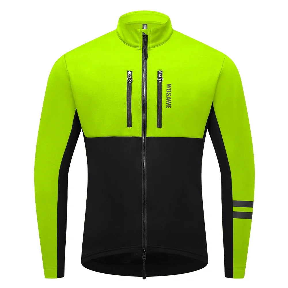 Men Cycling Jacket Autumn Winter Coats Thermal Fleece Windproof Bicycle Clothing Motorcycle Jackets with 2 way YKK Zipper