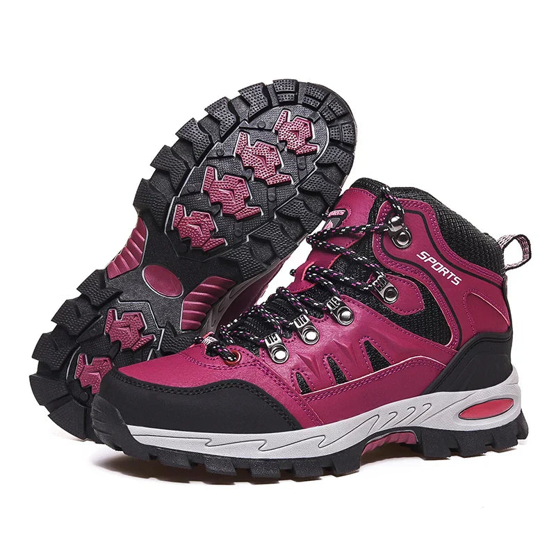 Outdoor Waterproof Hiking Boots Men's Women's Spring And Autumn Hiking Wear-resistant Mountain Sports Boots Hunting Sports Shoes