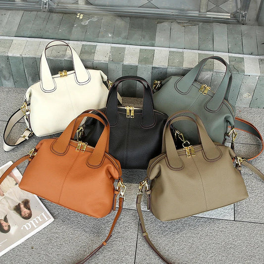 Women's Bag 2025 Trend Natural Cow Leather Bag Female Retro Cowhide Crossbody Bags Ladies Large Capacity Shoulder Bag Women