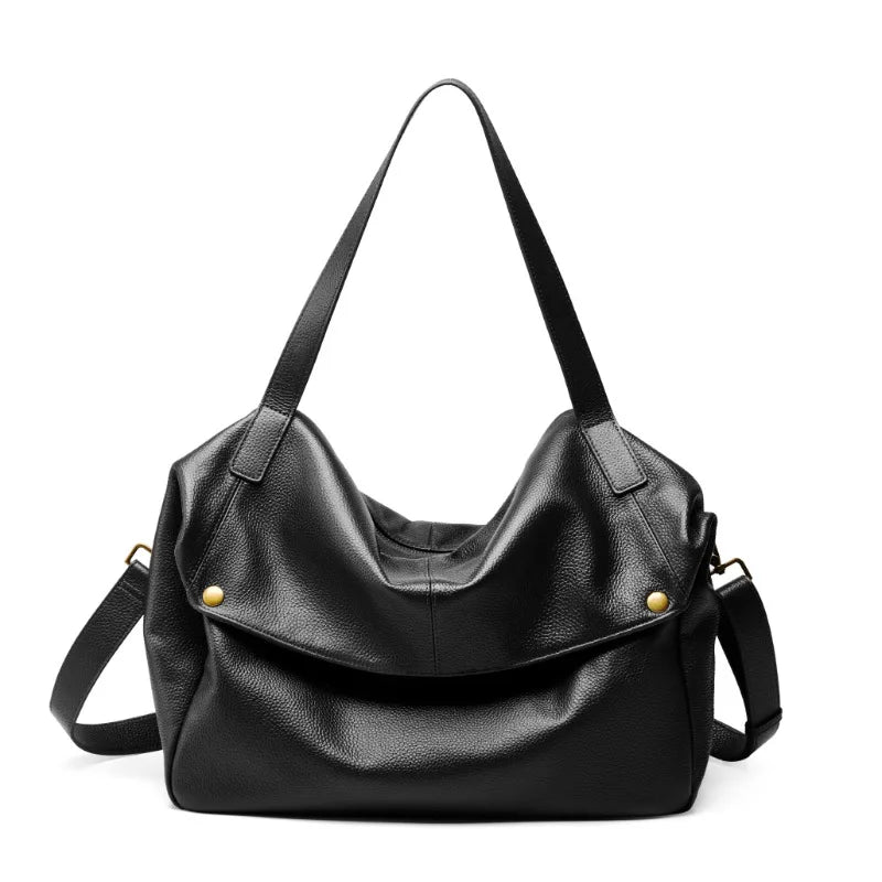 2026 New Large Capacity Women's Shoulder Bag Genuine Leather Tote Casual Handbag for University Students And Commuters Crossbody