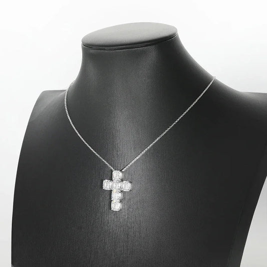 Luxury 12cttw Full 7*7mm Asscher Cut D Color Moissanite Pendant Necklace for Women S925 Silver Pass Diamond Test Neck Chain